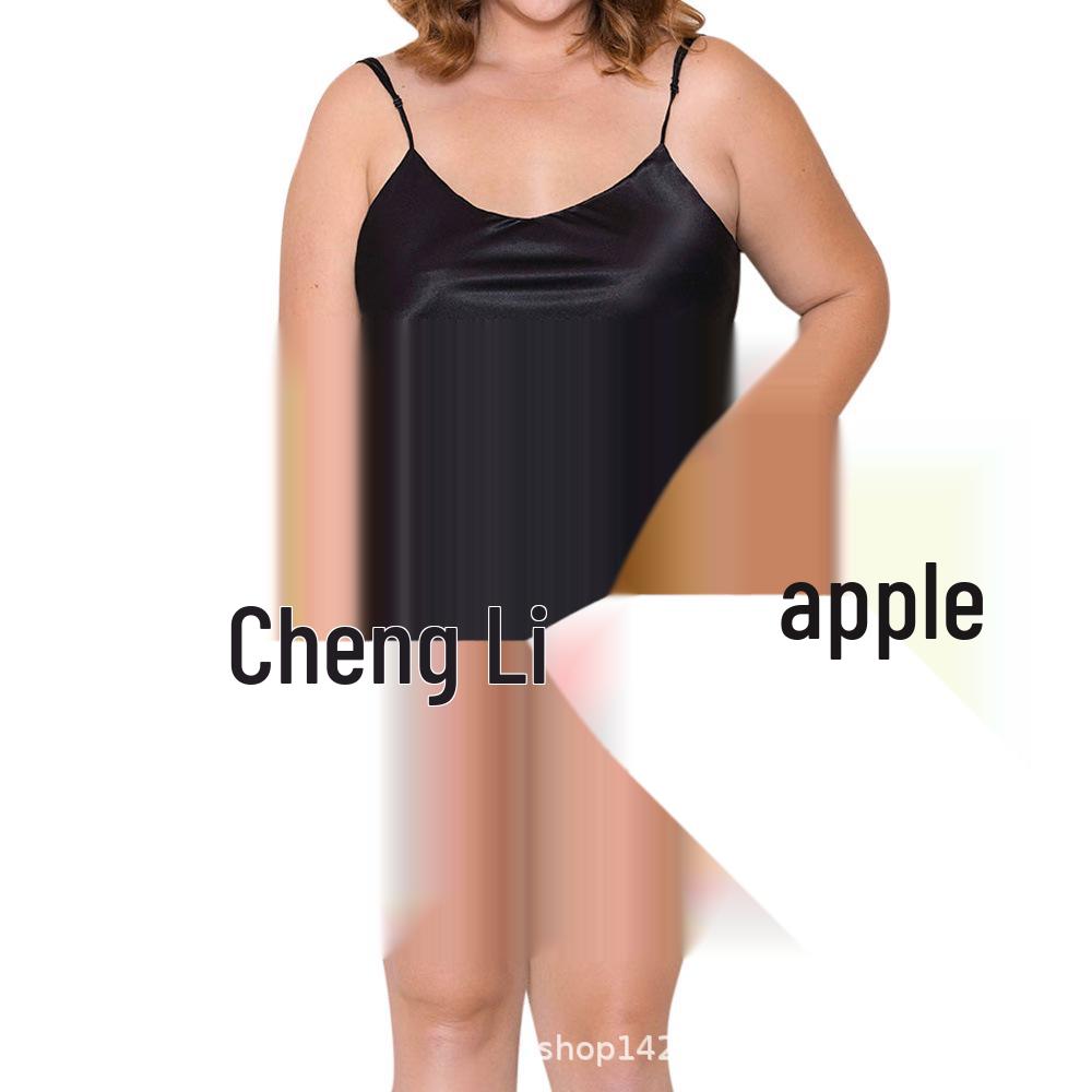 European-American Plus Size Sheer Silk Camisole Nightgown (S-5XL)