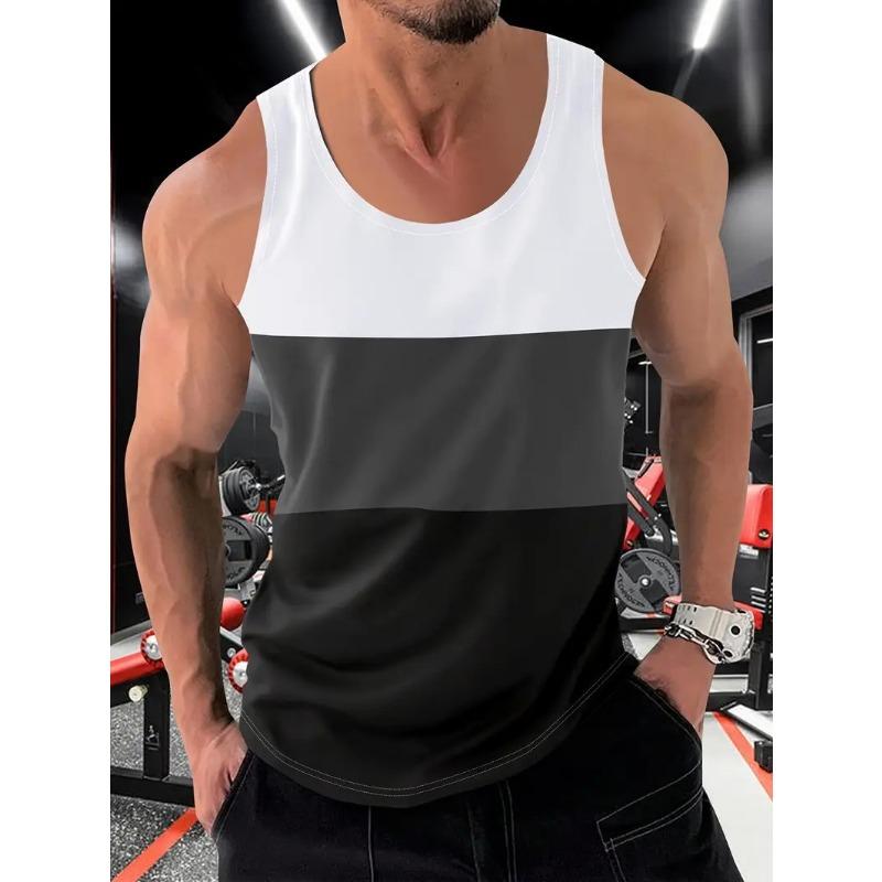 Mens Casual Color Block Sleeveless Tank Top
