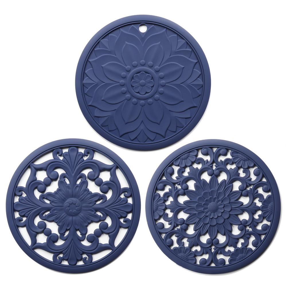 3Pcs Non-Slip Silicone Pot Pads Hot Pads Coaster Kitchen Table Mat Placemat For Home Wedding Birthday Party Decoration 20cm
