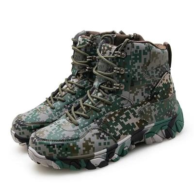 Botas militares de cano alto masculinas, botas para caminhada ao ar livre, sapatos com sola de borracha, tamanho grande 39-47