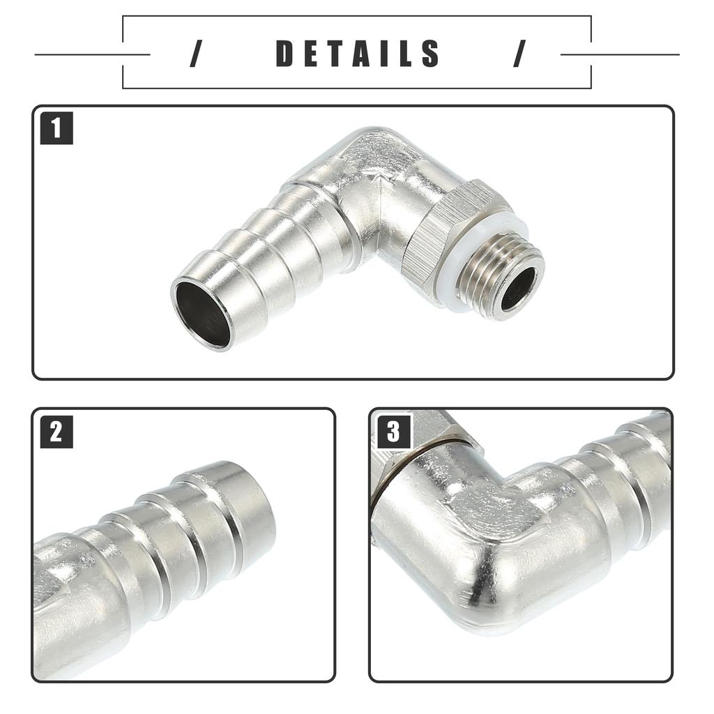 Motoforti Universal Auto 90 Grad Messing Fitting Schlauchadapter, Schlauchfitting, 10mm 3/8" Stacheldraht
