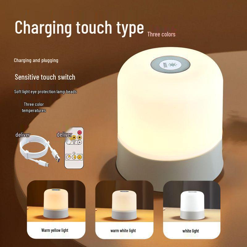 Rechargeable Touch Night Light - Baby Feeding & Eye-Friendly Bedside Lamp