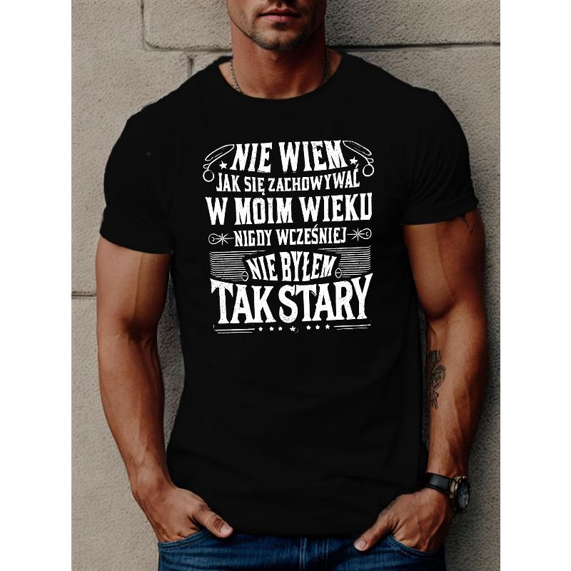 European sizes Men's Polish-Themed Casual Short Sleeve T-Shirt Round Neck Top, Summer Casual Attire Suitable for Summer Events & Polish Societies