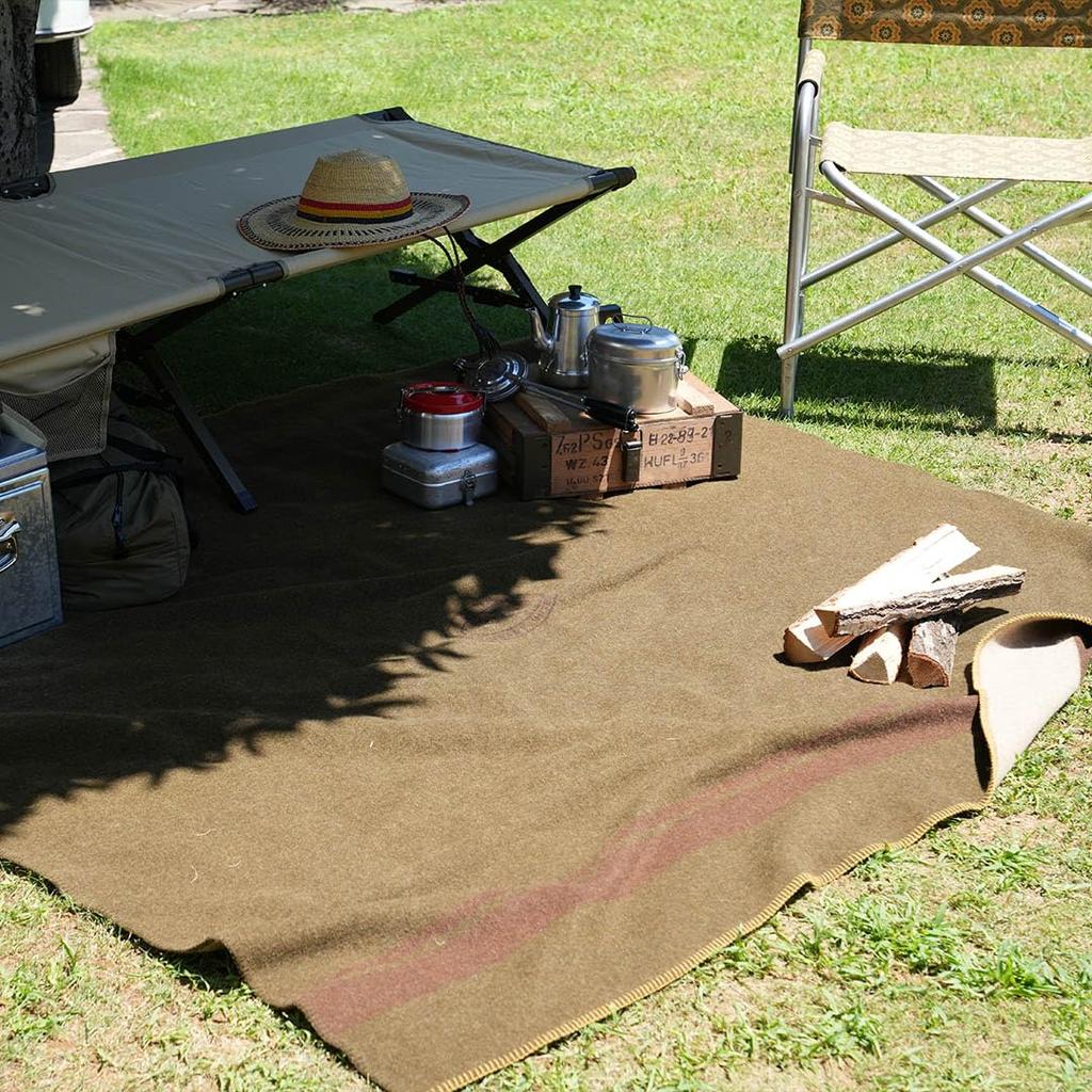 Blanket RAILROAD BLANKET Khaki X Beige [Dulton]