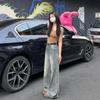 High-Waisted Retro Striped Wide-Leg Jeans - Women's Autumn/Winter Korean Style