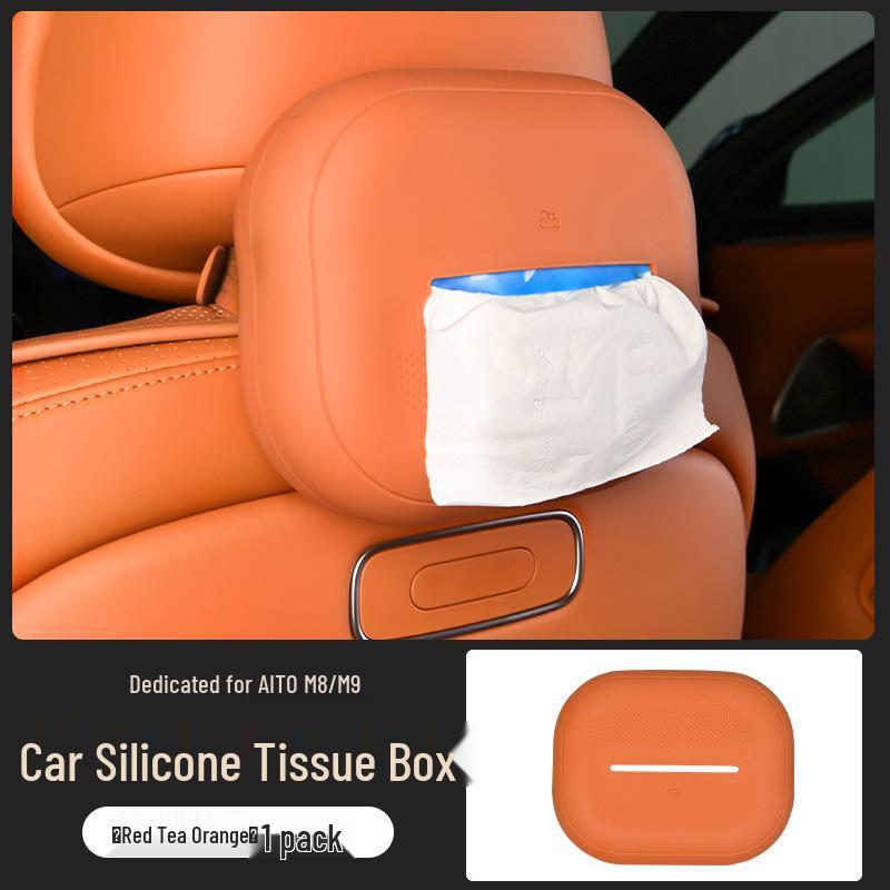 Silicone Armrest Tissue Box for AITO M9 - Car Seat Back Tissue Holder