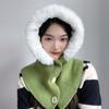 Boucle Knit Hooded Neck Warmer (Green)