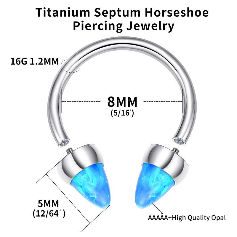 Titan Nasenring Augenbrauenringe Opal Hufeisen Nasenring Piercingschmuck für Tragus Helix Zunge mit Kugel Lippenringe