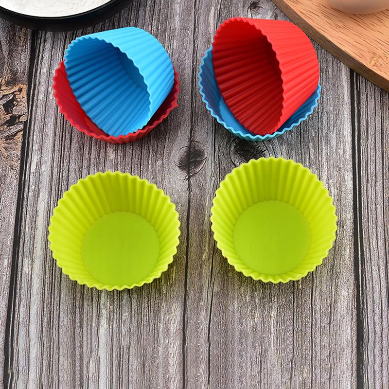 5Pcs Round Silicone Mold Cupcake Muffin Cup Baking Egg Tart Pudding Jelly Cookies Mold Reusable Diy Tool