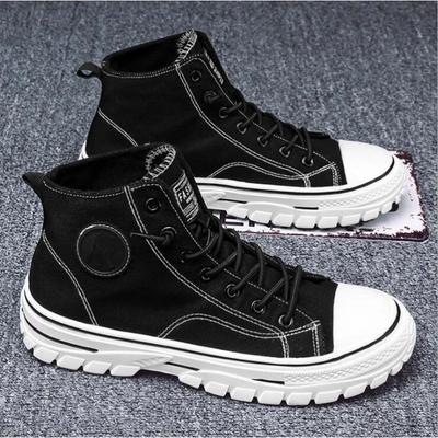 2025 Nouvelles Chaussures en Toile pour Homme Montantes Décontractées Espadrilles Style Britannique Grises Chaussures de Skateboard Vulcanisées Confort Baskets