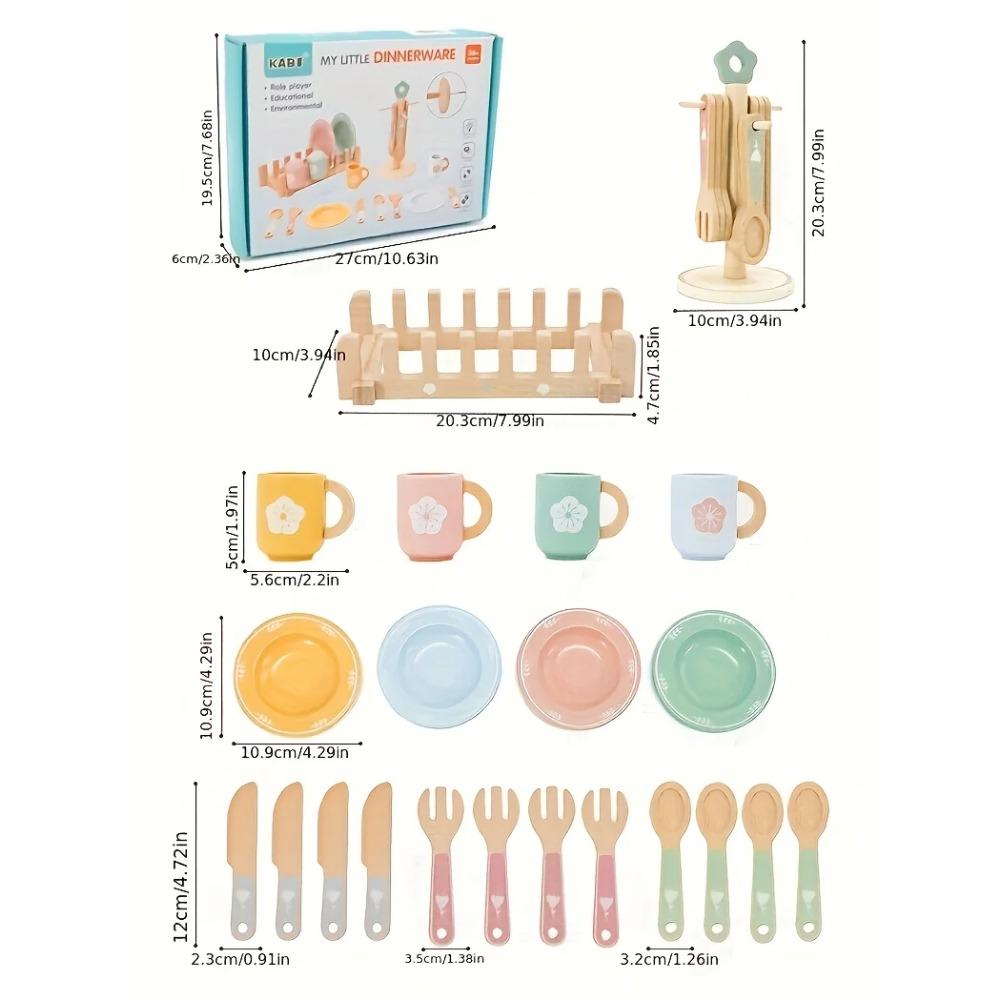 Simuliertes Küchenutensilien-Set für Vorschulkinder, Kinderrätsel, Kleine Köche, Simuliertes Geschirr, Holzspielzeug