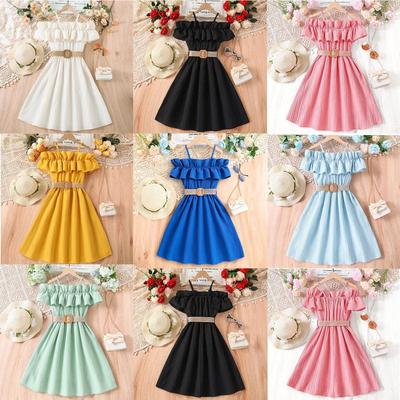 Mädchen Mode Ein-Linien-Trägerkleid Sommer Kinder Prinzessinnenkleid