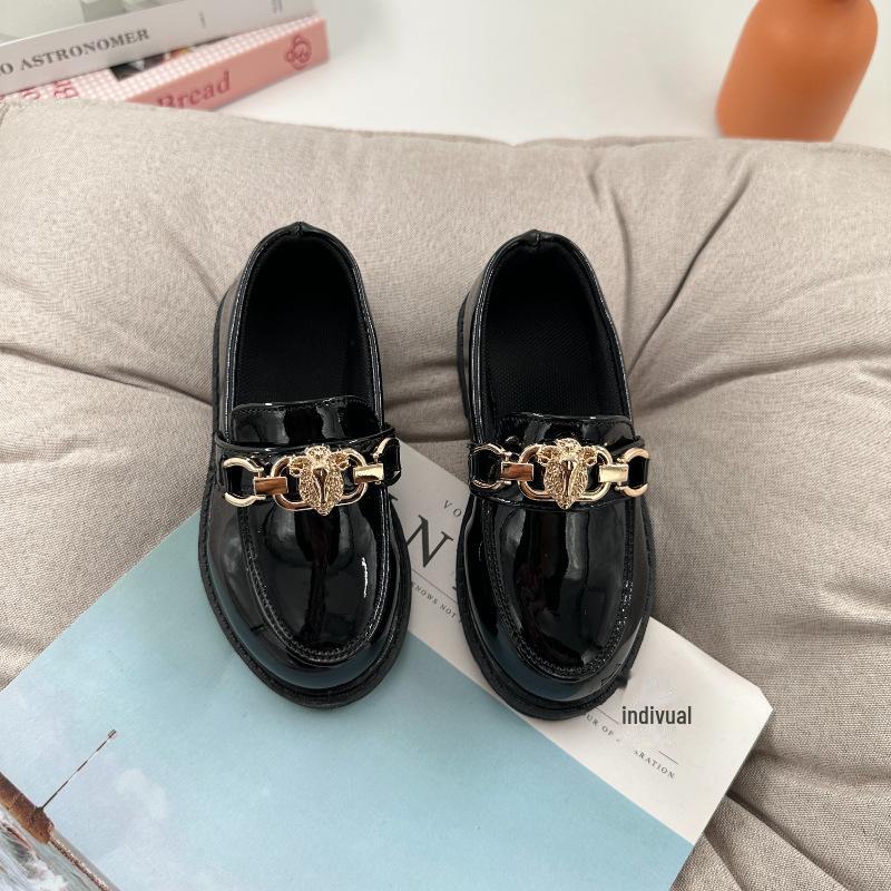 2024 Spring & Autumn Kids' Casual Leather Shoes: Stylish, Solid Color, Perfect for Everyday Wear & Performances