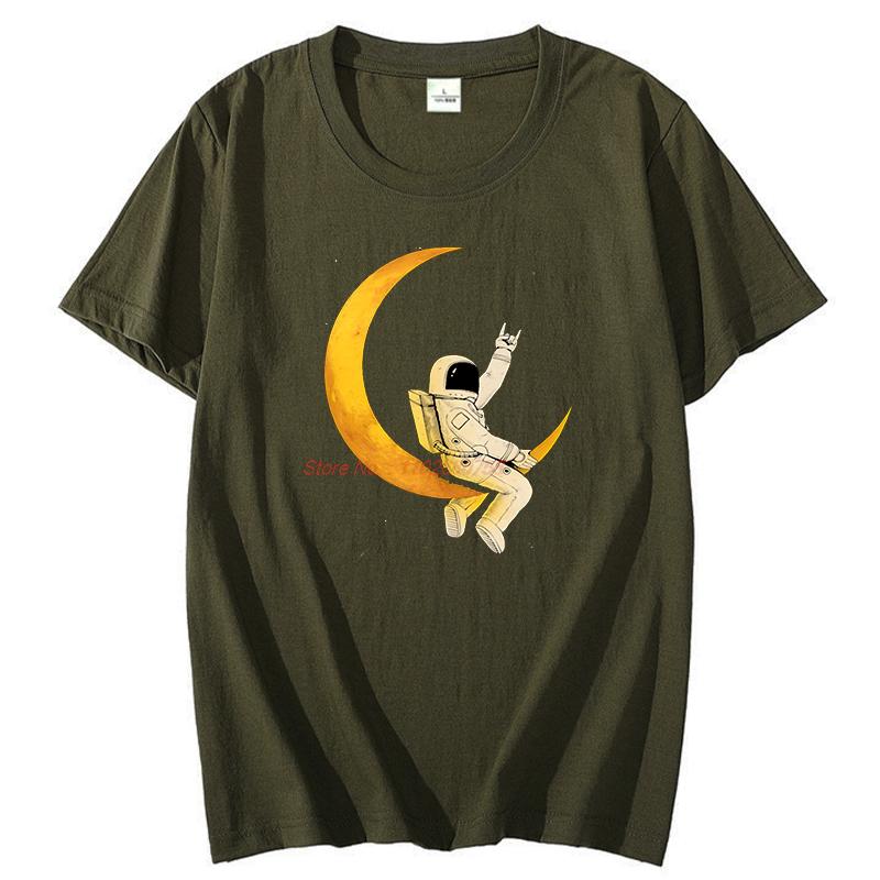 Spaceunisex Unisex On The Moon Funny Graphic T Shirts Summer Cotton Short Sleeve Tshirts Unisex Streetwear Round Neck Tshirt
