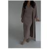 2026 Autumn European & American Solid Color Slim Knit Sweater Over-the-Knee Long Dress Set for Women