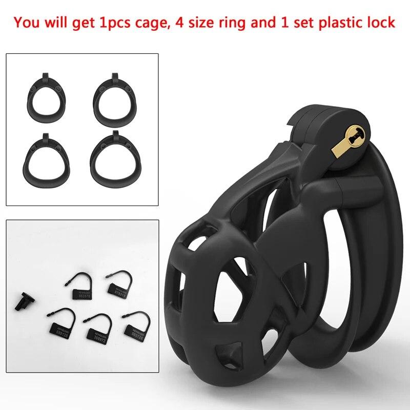 Newest!!!  V6 Version 3D Printed Double-Arc Chastity Device with 4 Size Ring, Penis Ring Lock Cage Cock Belt, Adult Sex Toys