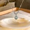 Niebieski cyrkon Błękitna Łza Syreny Wisiorek Naszyjnik - Lekki Luksusowy Łańcuszek Clavicle dla Kobiet