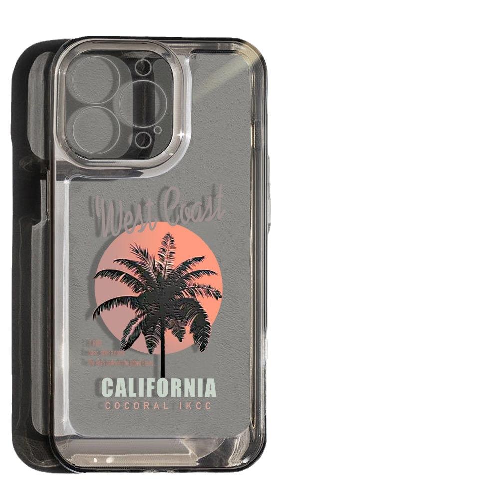 Sunset Dusk Coconut Tree for iPhone17promax Mobile Phone Case 16pro Apple 15/14 Transparent 13 Anti-drop