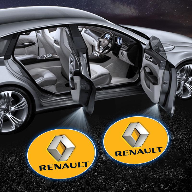 2Pcs Car Door Projector Lamps Emblem LED Welcome Light For Renault Dacia Sport Duster Megane 2 3 4 IV Clio Fluence Logan Captur