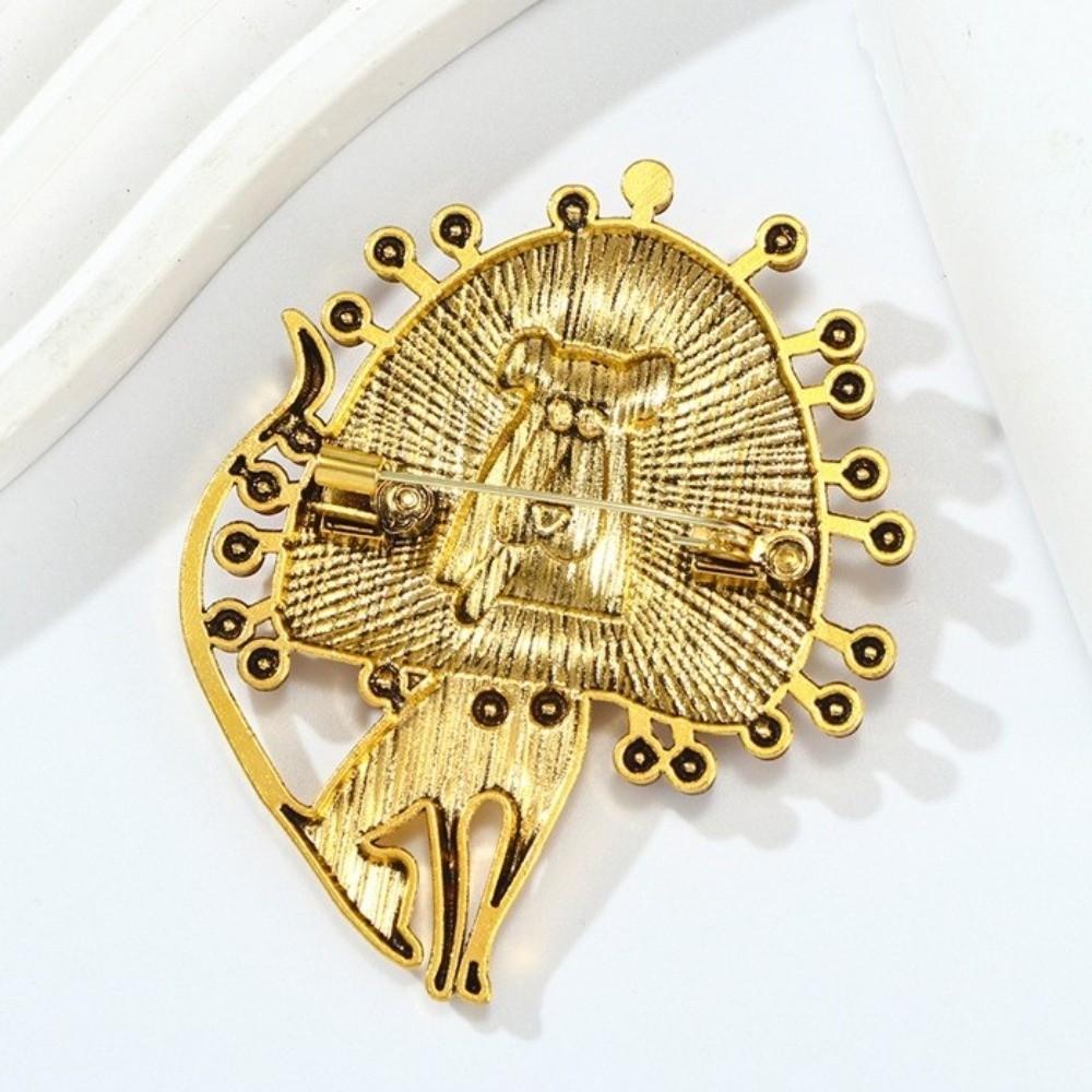 Irregular Lion Rhinestone Brooch Vintage Glaze Badge Pin Fashion Jewelry Suit Accessories  Male