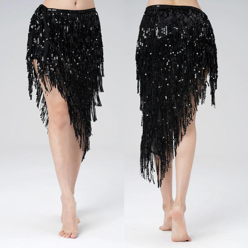 Belly Dance Practice Outfit, Waist Chain, Hip Scarf, Wrapped Skirt, Sequins, Tassel, Ximi Heavy Industry, Inspiring Performance Outfit, Waist Scarf