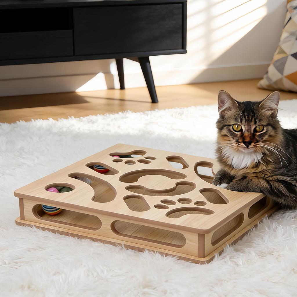Cat Scratching Puzzle Box Pet Cat Track Bell Ball Kitten Cat Maze Box Puzzle Boredom Relief Toy for Playing And Training