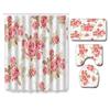 Painted Flowers Bathroom Shower Curtain Floor Mat Toilet Cover Foot Mat Four-Piece Pattern Size Fixed Zhi