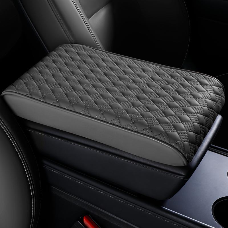 Diamond Embroider PU Leather Car Center Console Pad & Riser Cushion - Comfortable, Wear Resistant Universal Armrest Cushion