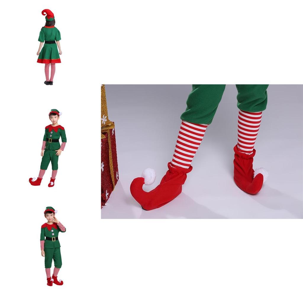 Fashionable Kids Christmas Elf Costume Couple Outfit For Xmas Parties Cosplay Role-play