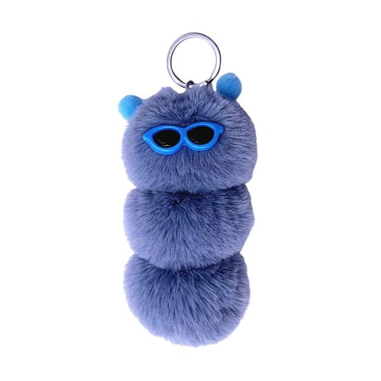 Plush Backpack Accessory Sunglasses Caterpillar Keychain, Stuffed Keyring Pendant for Cartoon Ornament Bags & Car Keys, Decorative Purse Key Chain