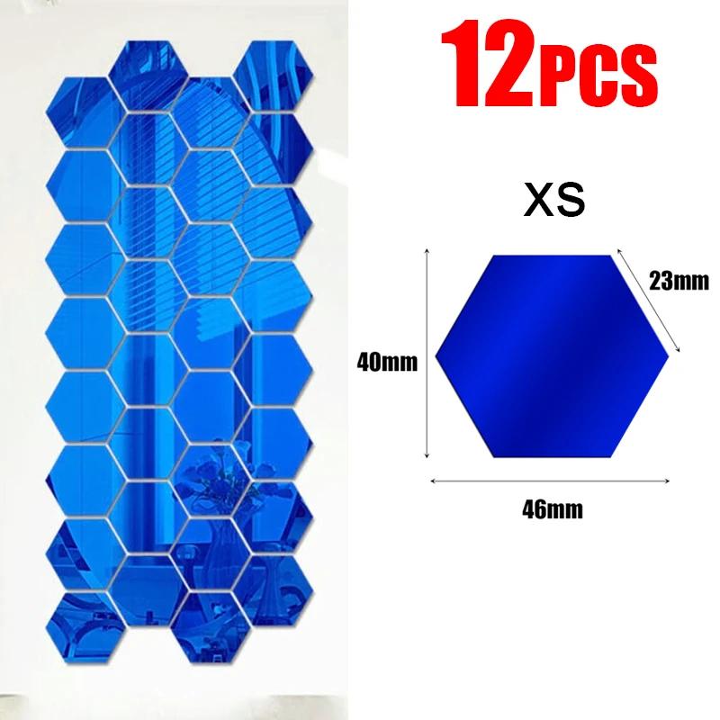 3D Hexagon Mirror Wall Stickers DIY Wall Mirrors Sticker Removable Self Adhesive Aesthetic Mosaic Tiles Decals Home Decoration