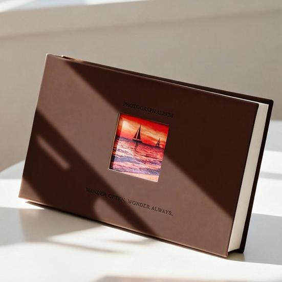 Photo Album, Small Slip-in Photo Album, Photo Book Picture Album with Front Window, Holds 52 Photos Memory Book for Wedding Family Anniversary