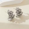 Retro Exquisite Gold Color Flowers C-circle Stud Earrings for Women Fashion Temperament Party Daily Wear Jewelry Accessory Gifts