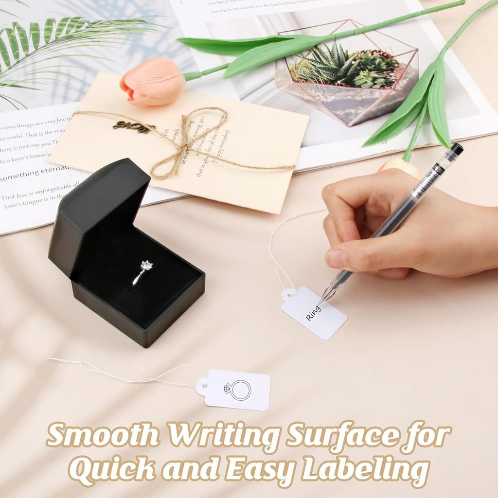 1000 PCS Price Tags with String Attached, 1.8 x 1 inch Small Blank Labeling Tags, White Marking Merchandise Strung Tags Writable Paper Tag for Present