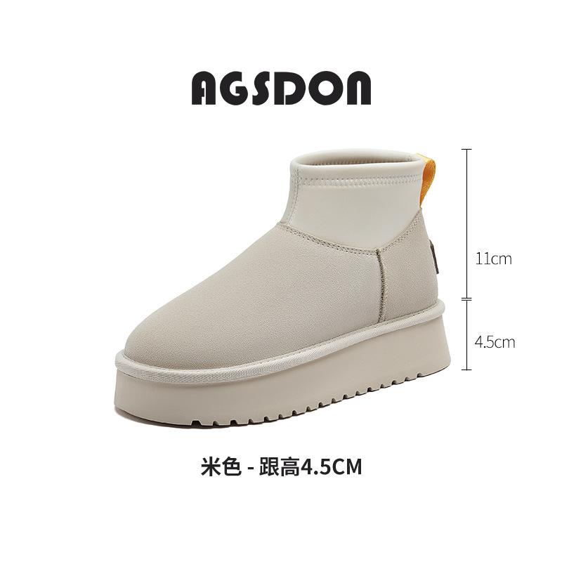 Augu Shiden Snow Boots Women's 2025 New Winter Fleece Thickened Short Boots Casual Outer Wear Thick-soled High-top Cotton Shoes