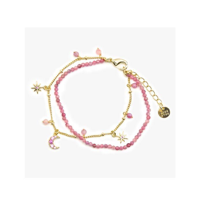 Bracelet - Luxenter - Ethal - Cristal rose - finition or 18k - Longueur 16 cm + 3 cm