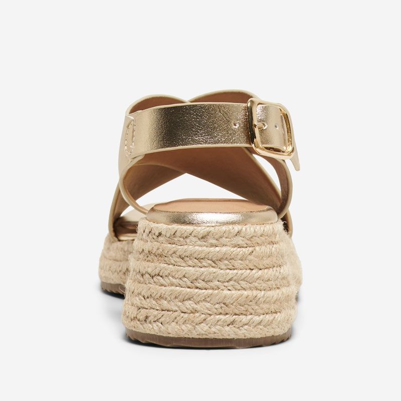 Shiny Minerva Espadrille Wedge Sandals with Buckle Woman ONLY