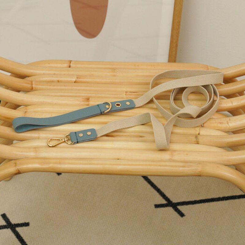 MAISON DE MIU Running Mate Leather&Webbing Lead_Indian Blue/Ivory