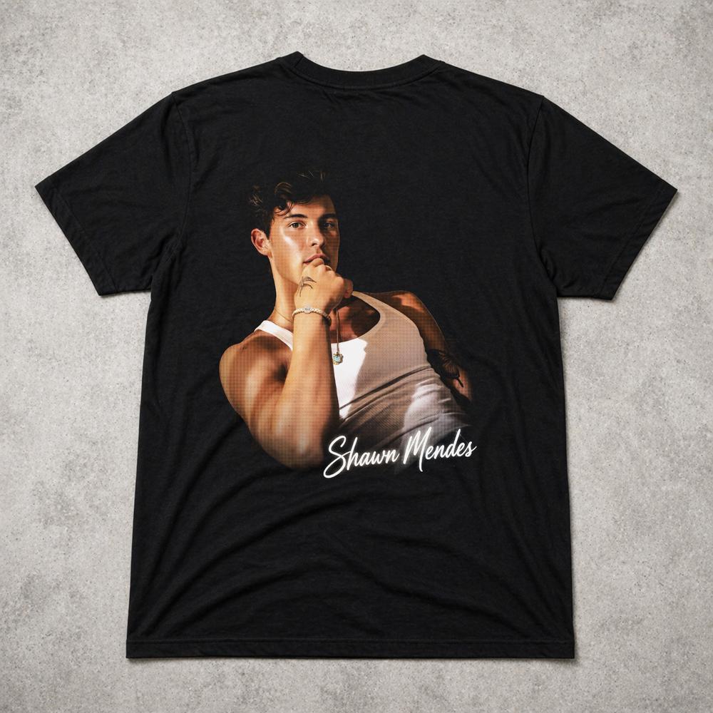 Футболка Shawn Unisex с принтом поп-звезды для взрослых и детей, черная, подарок 2XL