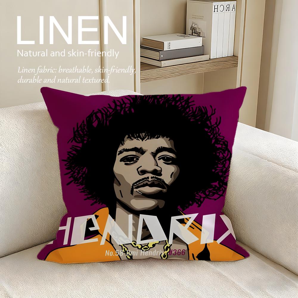 Music singer JJimi Hendrix Cushion Cover Pillowcase Set Pcs x x Breathable Washable Sofa Cushion Cover
