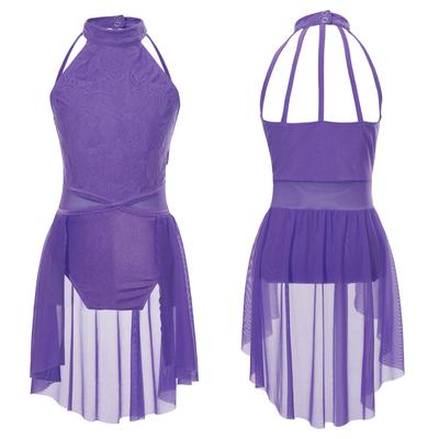 Kids Girls Patchwork Style Skating Dress Dancewear Sleeveless Lyrical Dance Gymnastics Leotard