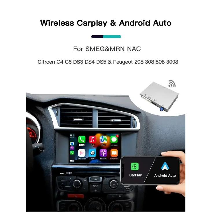 AUTOABC Wireless Carplay and Android Auto For Peugeot 2008 208 308 508 3008 & Citroen C4 DS3 DS4 DS5 SMEG Mirror Link Multimedi
