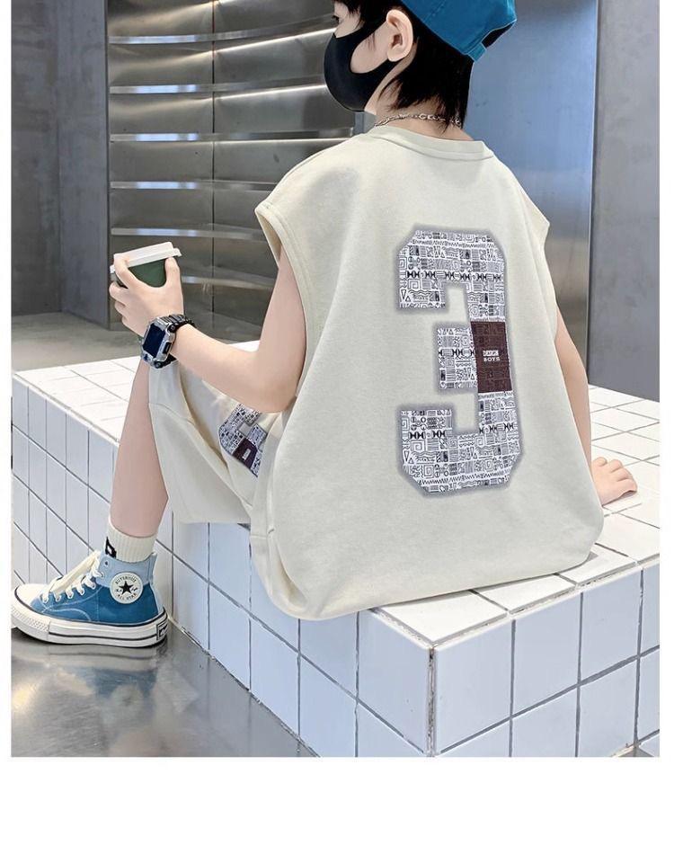 Boys' 2024 Cool Summer Sleeveless Vest Suits - Stylish Street Sportswear for Kids