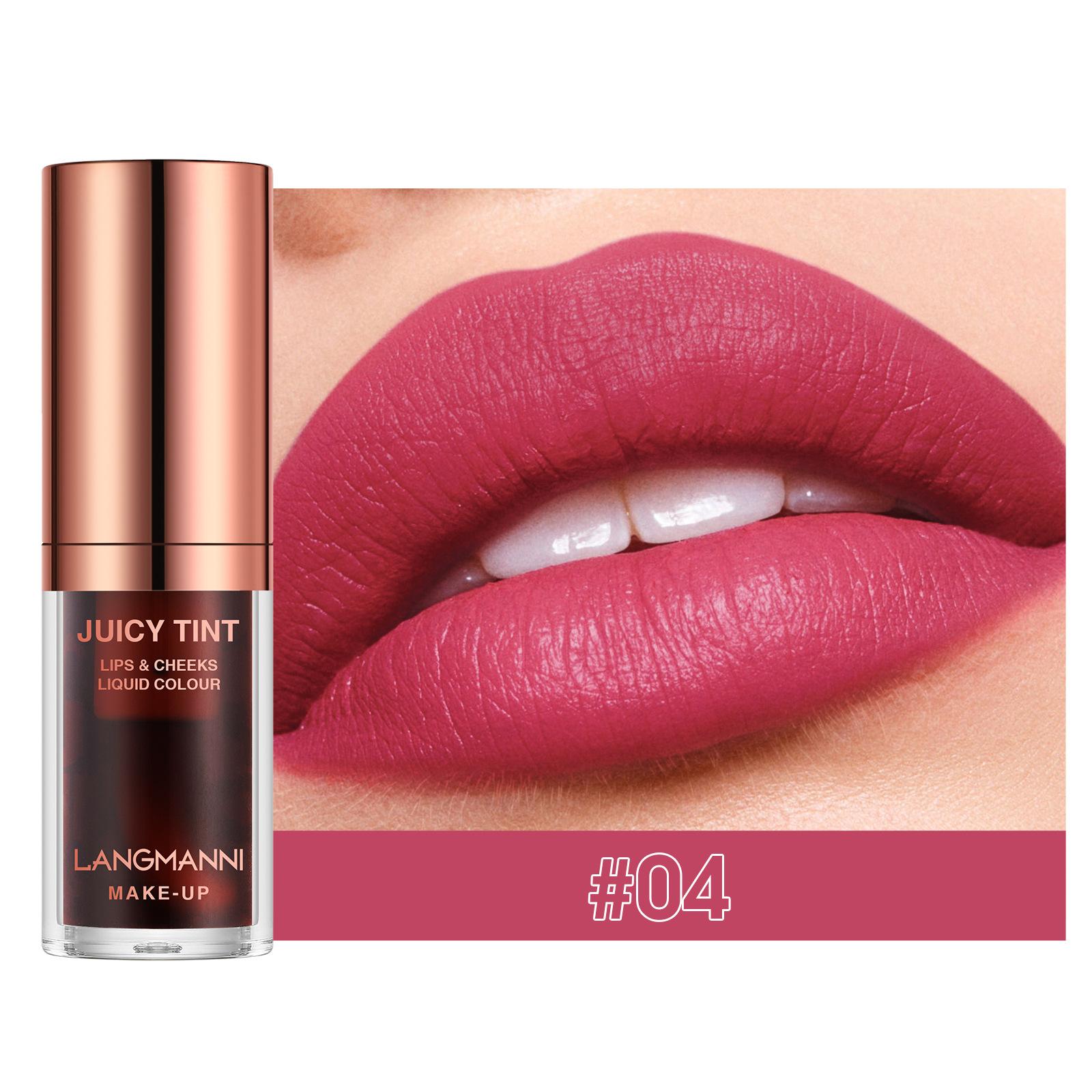 

LANGMANNI 4 Color Velvet Lip and Cheek Stick Long Lasting Waterproof Matte Lipstick Blush Dual Use Creamy Smooth Vegan Makeup