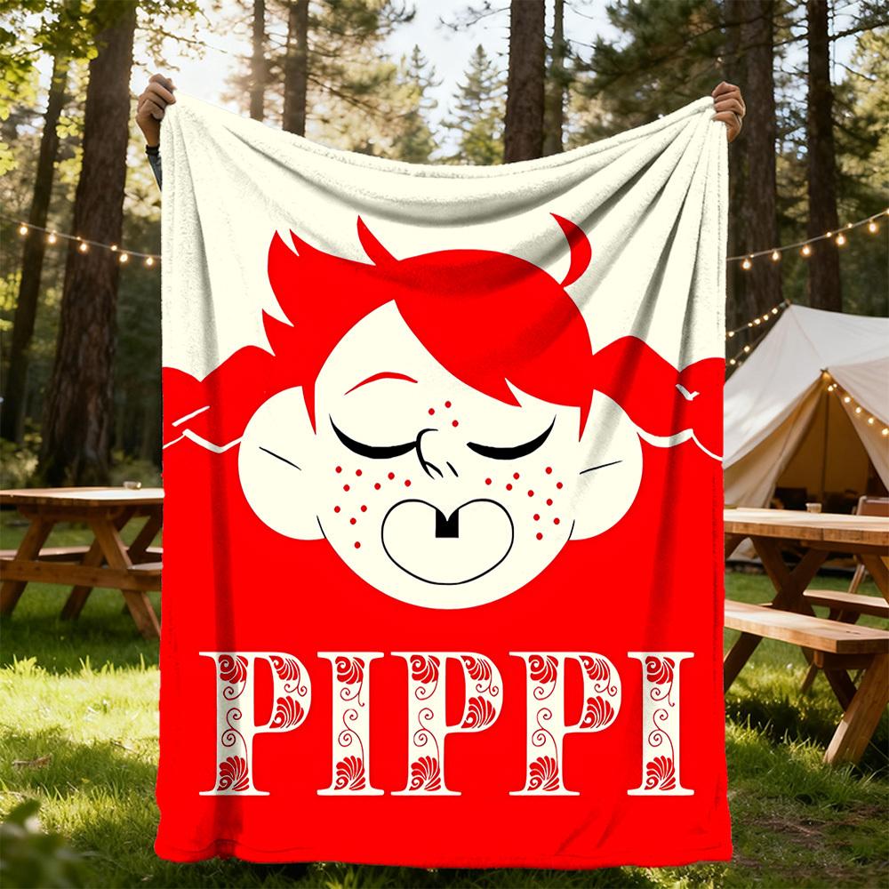 1pc Pippi Longstocking Outdoor Blanket Lightweight Flannel, Soft & Warm, All Season Use for Sofa, Outdoor, Camping, Living Room, Office, Chair