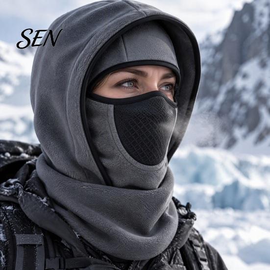 Outdoor Windproof Headwear Thermal Fleece Balaclava Hat, Full Coverage Face Mask, Integrated Warm Neck Gaiter Hat And Warmer for Motorcycle