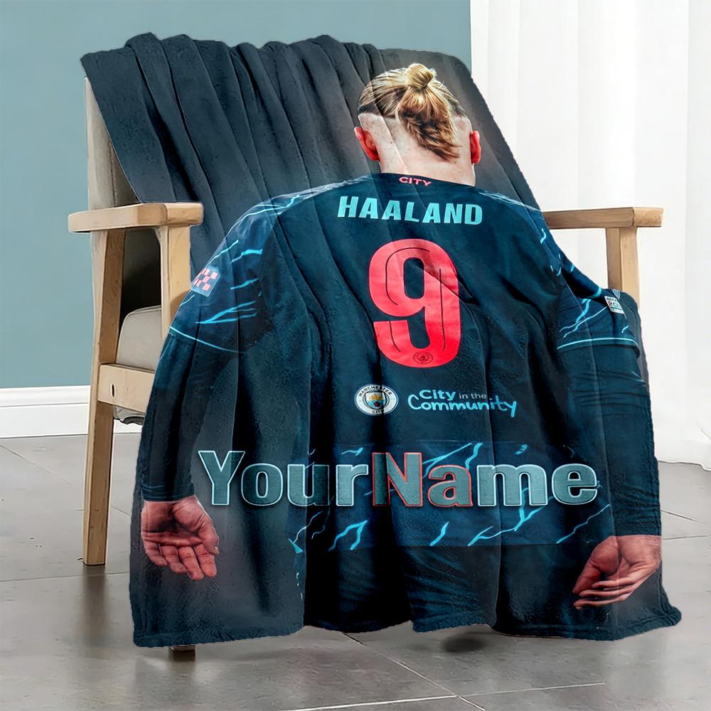 Haaland 180 Personalized Text Blanket Multi-purpose Personalized Blanket Comfortable Versatile for Couch Home Decor Office Bedding All-Season Use