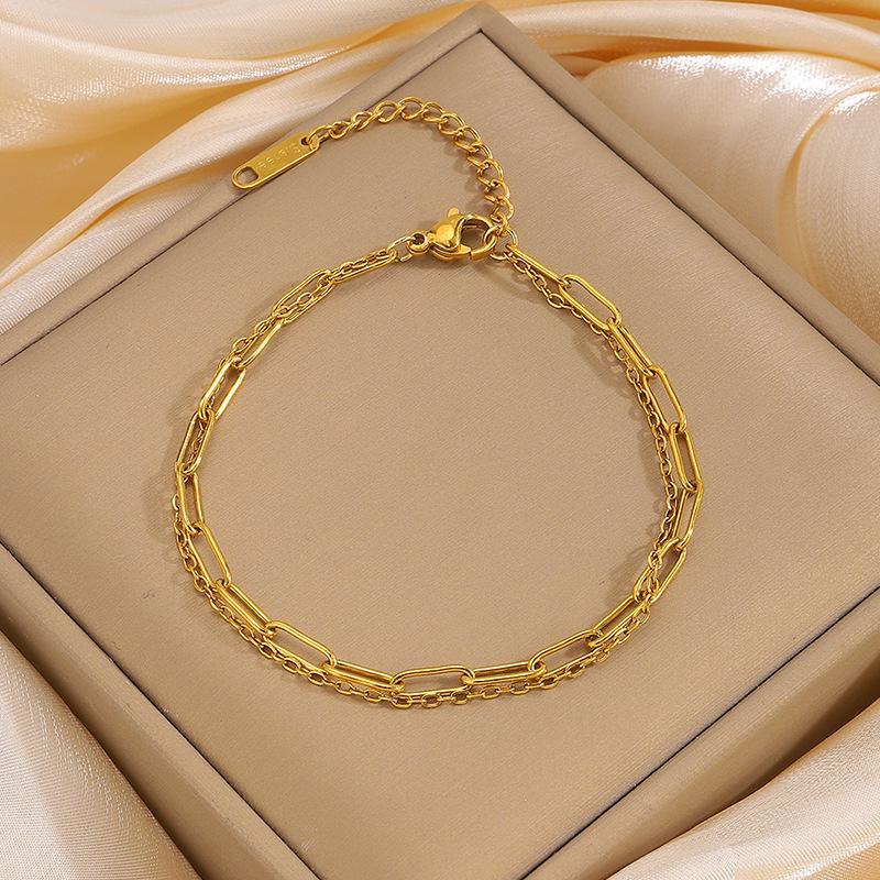 

Женский браслет из титановой стали с четырехлистным клевером - Легкая роскошь, цепочка для DIY