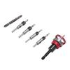 Countersink Drill Bit Set Kit with Limit Adjustable Depth Stepped for Concealed Screws Wood Metal Red