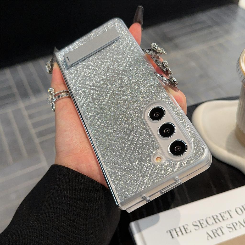 Für Samsung Galaxy Z Fold6 5G Hülle Unsichtbarer Ständer Leder+PC Handyhülle